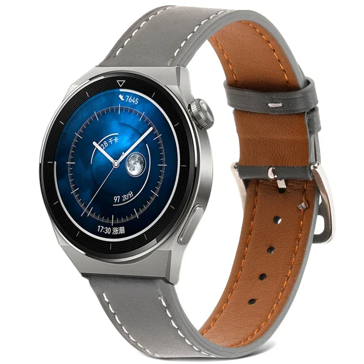 สายรัดนาฬิกาหนังแท้ทอเรียบ สำหรับ Samsung Galaxy Watch4 ขนาด 20 มม. สำหรับ Huawei Watch GT 3 Pro ขนาด 22 มม.
