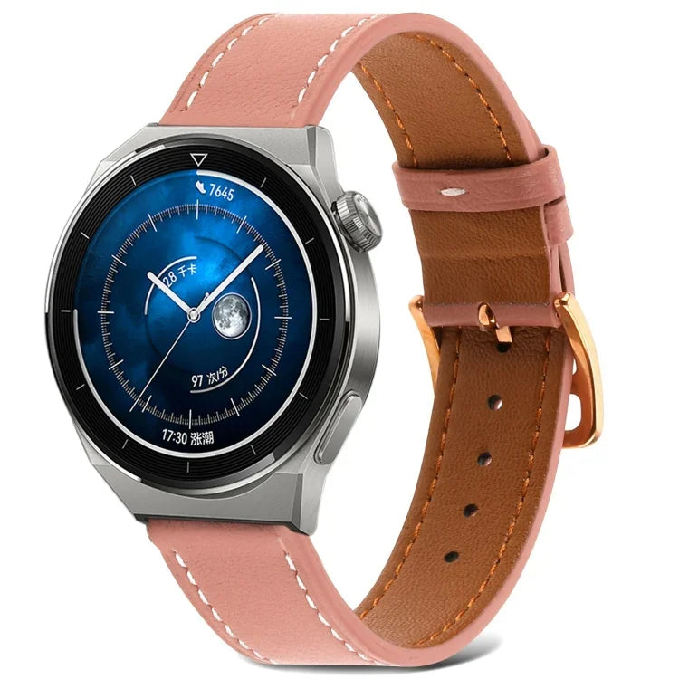 สายรัดนาฬิกาหนังแท้ทอเรียบ สำหรับ Samsung Galaxy Watch4 ขนาด 20 มม. สำหรับ Huawei Watch GT 3 Pro ขนาด 22 มม.