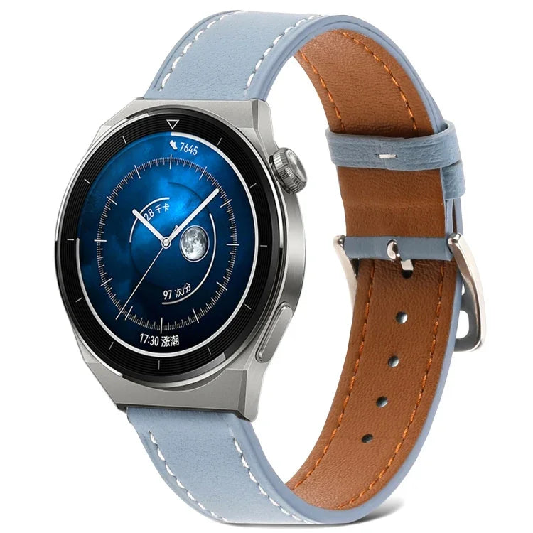 สายรัดนาฬิกาหนังแท้ทอเรียบ สำหรับ Samsung Galaxy Watch4 ขนาด 20 มม. สำหรับ Huawei Watch GT 3 Pro ขนาด 22 มม.