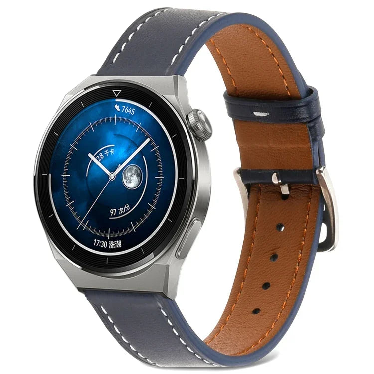 สายรัดนาฬิกาหนังแท้ทอเรียบ สำหรับ Samsung Galaxy Watch4 ขนาด 20 มม. สำหรับ Huawei Watch GT 3 Pro ขนาด 22 มม.