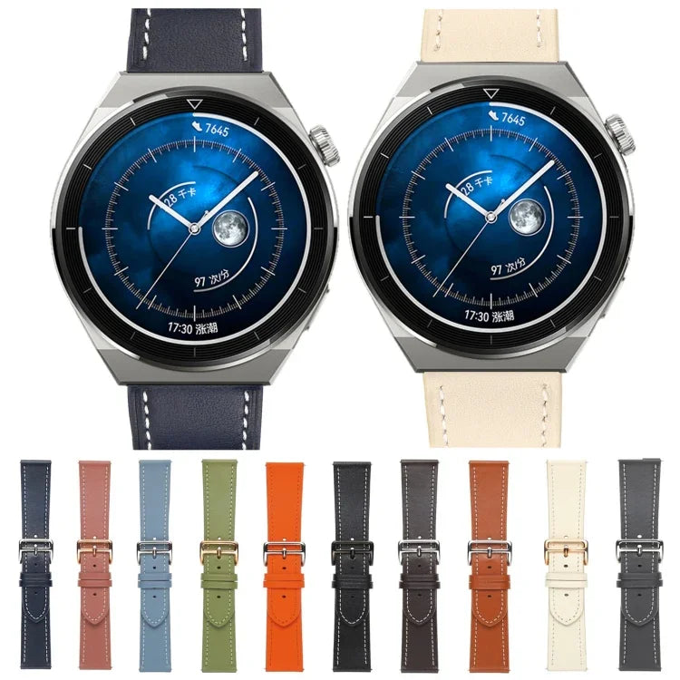 สายรัดนาฬิกาหนังแท้ทอเรียบ สำหรับ Samsung Galaxy Watch4 ขนาด 20 มม. สำหรับ Huawei Watch GT 3 Pro ขนาด 22 มม.