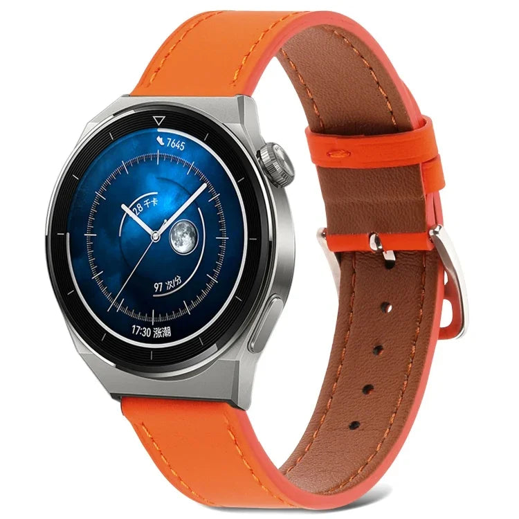 สายรัดนาฬิกาหนังแท้ทอเรียบ สำหรับ Samsung Galaxy Watch4 ขนาด 20 มม. สำหรับ Huawei Watch GT 3 Pro ขนาด 22 มม.