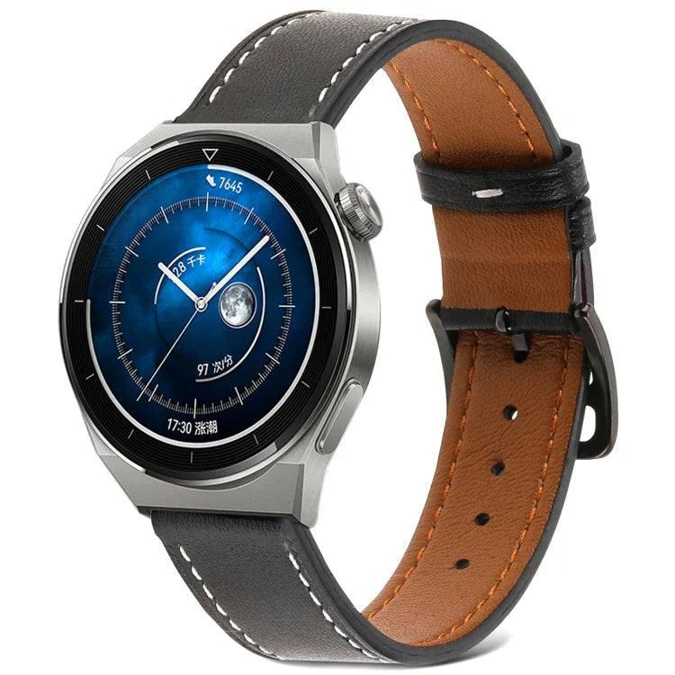 สายรัดนาฬิกาหนังแท้ทอเรียบ สำหรับ Samsung Galaxy Watch4 ขนาด 20 มม. สำหรับ Huawei Watch GT 3 Pro ขนาด 22 มม.