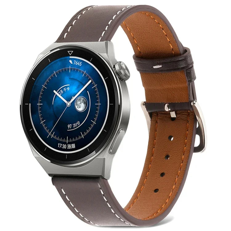 สายรัดนาฬิกาหนังแท้ทอเรียบ สำหรับ Samsung Galaxy Watch4 ขนาด 20 มม. สำหรับ Huawei Watch GT 3 Pro ขนาด 22 มม.