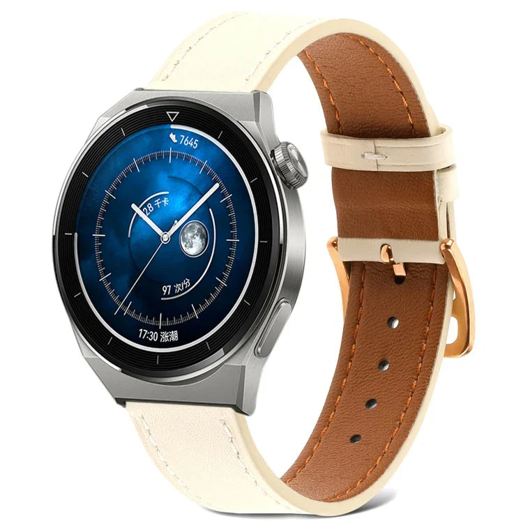 สายรัดนาฬิกาหนังแท้ทอเรียบ สำหรับ Samsung Galaxy Watch4 ขนาด 20 มม. สำหรับ Huawei Watch GT 3 Pro ขนาด 22 มม.