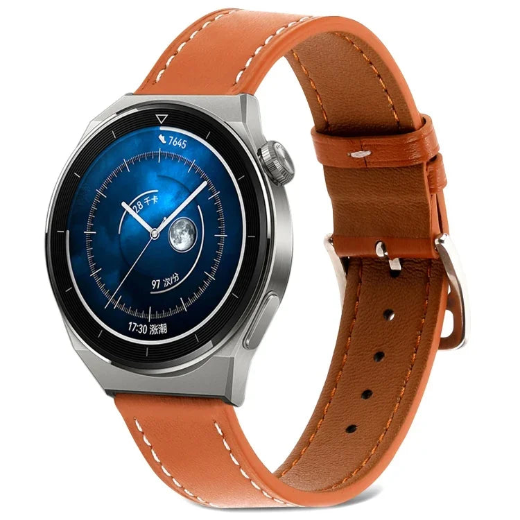 สายรัดนาฬิกาหนังแท้ทอเรียบ สำหรับ Samsung Galaxy Watch4 ขนาด 20 มม. สำหรับ Huawei Watch GT 3 Pro ขนาด 22 มม.