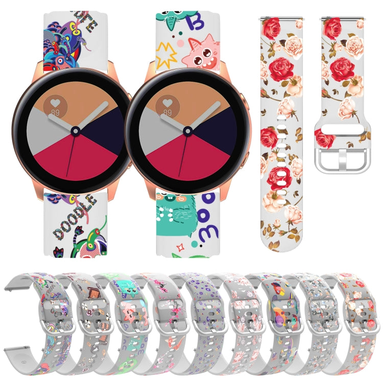 สายรัดนาฬิกาซิลิโคน TPU พิมพ์ลายใส สำหรับ Samsung Galaxy Watch4 ขนาด 20 มม. สำหรับ Huawei Watch GT 3 Pro ขนาด 22 มม.