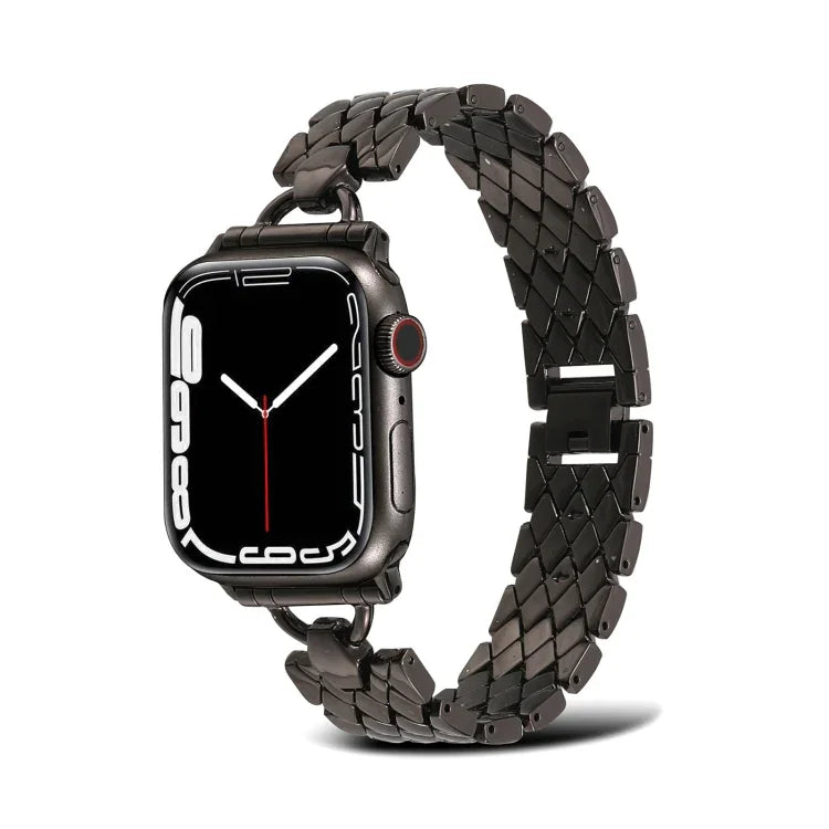 สายรัดนาฬิกาโลหะรูปทรงเพชร D-shaped สำหรับ Apple Watch Series, 7 45มม. / 6&SE&5&4 44มม. / 3&2&1 42มม., 7 41มม. / 6&SE&5&4 40มม. / 3&2&1 38มม.
