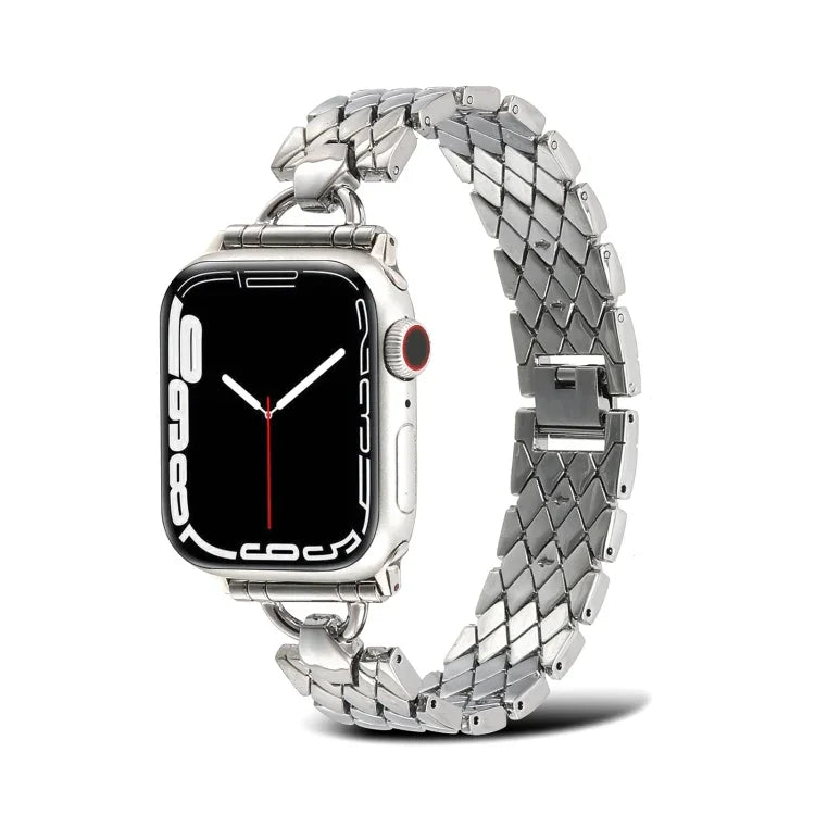 สายรัดนาฬิกาโลหะรูปทรงเพชร D-shaped สำหรับ Apple Watch Series, 7 45มม. / 6&SE&5&4 44มม. / 3&2&1 42มม., 7 41มม. / 6&SE&5&4 40มม. / 3&2&1 38มม.