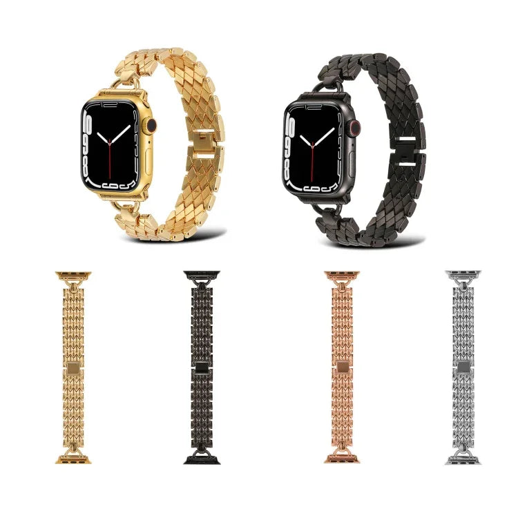 สายรัดนาฬิกาโลหะรูปทรงเพชร D-shaped สำหรับ Apple Watch Series, 7 45มม. / 6&SE&5&4 44มม. / 3&2&1 42มม., 7 41มม. / 6&SE&5&4 40มม. / 3&2&1 38มม.