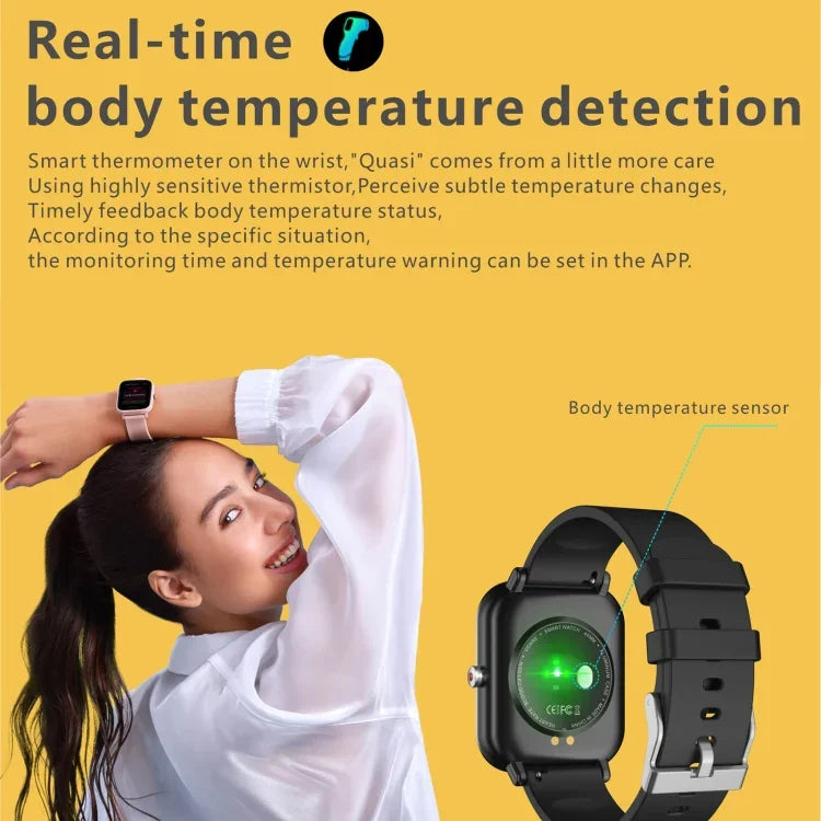 นาฬิกาอัจฉริยะ Q9 Pro หน้าจอ TFT HD 1.7 นิ้ว รองรับการวัดอุณหภูมิร่างกาย/การวัดอัตราการเต้นของหัวใจ