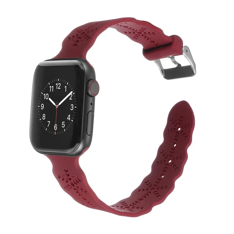 Snowflake Silicone Watch Band For Apple Watch Series, 7 41mm / 6&SE&5&4 40mm / 3&2&1 38mm, 7 45mm / 6&SE&5&4 44mm / 3&2&1 42mm