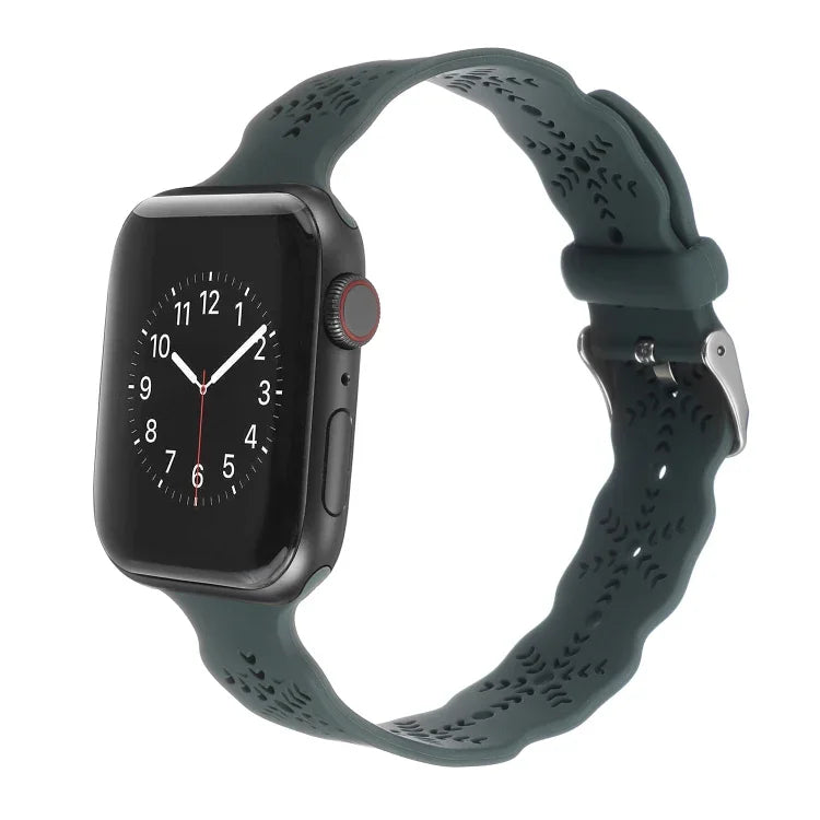 Snowflake Silicone Watch Band For Apple Watch Series, 7 41mm / 6&SE&5&4 40mm / 3&2&1 38mm, 7 45mm / 6&SE&5&4 44mm / 3&2&1 42mm