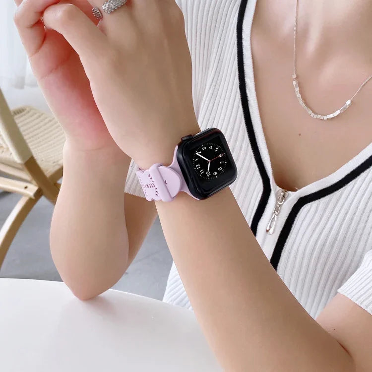 Snowflake Silicone Watch Band For Apple Watch Series, 7 41mm / 6&SE&5&4 40mm / 3&2&1 38mm, 7 45mm / 6&SE&5&4 44mm / 3&2&1 42mm