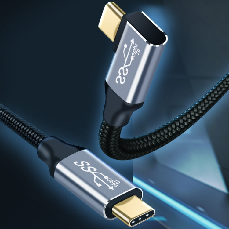 สายชาร์จและส่งข้อมูล USB-C / Type-C ชายตรง-ชายแบบข้อศอก ความเร็ว 10Gbps, ความยาว 50ซม., 1ม., 1.5ม., 2ม., 3ม.