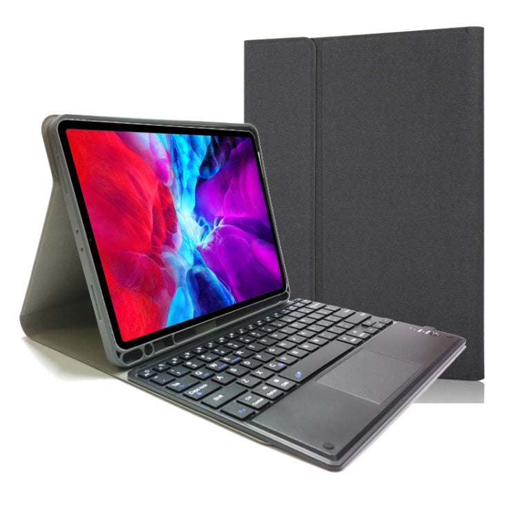 เคสหนัง TPU พร้อมคีย์บอร์ดบลูทูธแบบสัมผัสถอดแยกได้ พลิกแนวนอนสำหรับ iPad Pro 11 2020 / 2018 พร้อมที่วางและช่องใส่ปากกา, RK11C