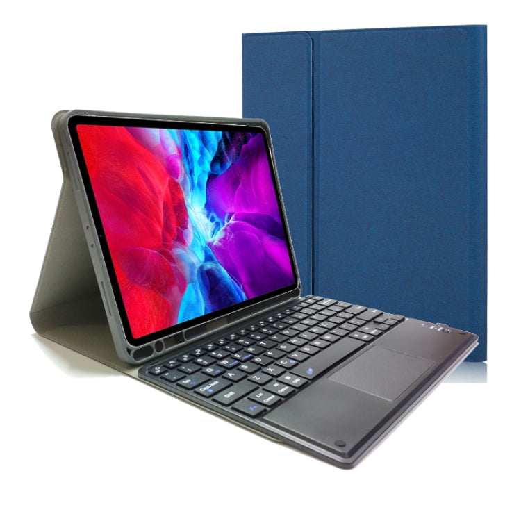 เคสหนัง TPU พร้อมคีย์บอร์ดบลูทูธแบบสัมผัสถอดแยกได้ พลิกแนวนอนสำหรับ iPad Pro 11 2020 / 2018 พร้อมที่วางและช่องใส่ปากกา, RK11C