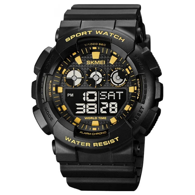 SKMEI 1857 Stainless Steel Buckle PU Strap Waterproof Electronic Watch