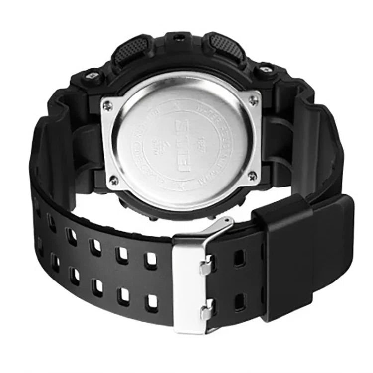 นาฬิกาอิเล็กทรอนิกส์กันน้ำ SKMEI 1857 สาย PU พร้อมหัวเข็มขัดสแตนเลส