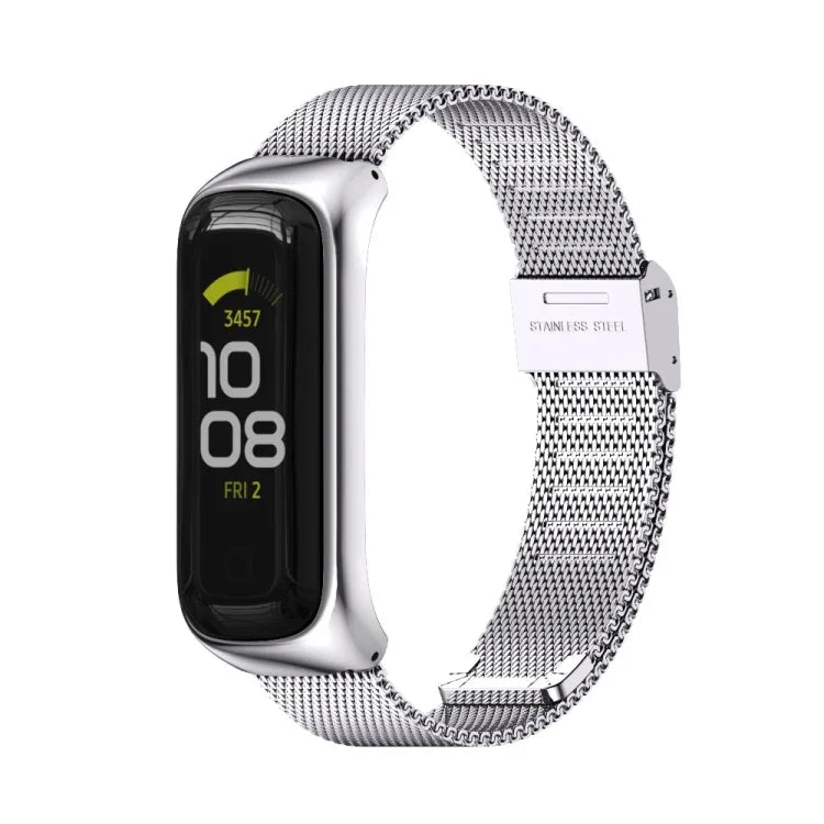 สายรัดนาฬิกาเหล็กสแตนเลสหัวเข็มขัด Milan MIJOBS สำหรับ Samsung Galaxy Fit 2