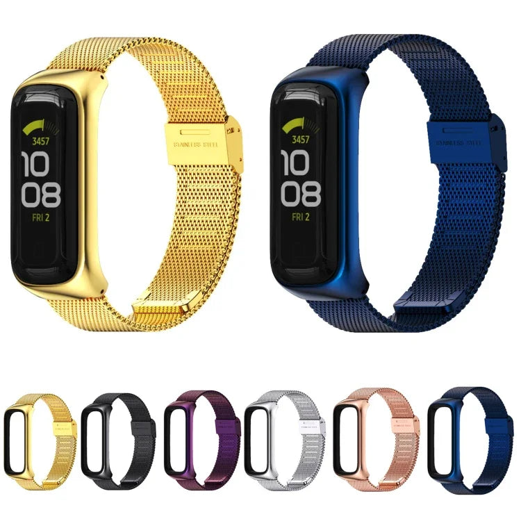 สายรัดนาฬิกาเหล็กสแตนเลสหัวเข็มขัด Milan MIJOBS สำหรับ Samsung Galaxy Fit 2