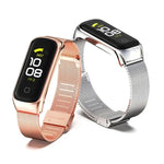 สายรัดนาฬิกาเหล็กสแตนเลสหัวเข็มขัด Milan MIJOBS สำหรับ Samsung Galaxy Fit 2