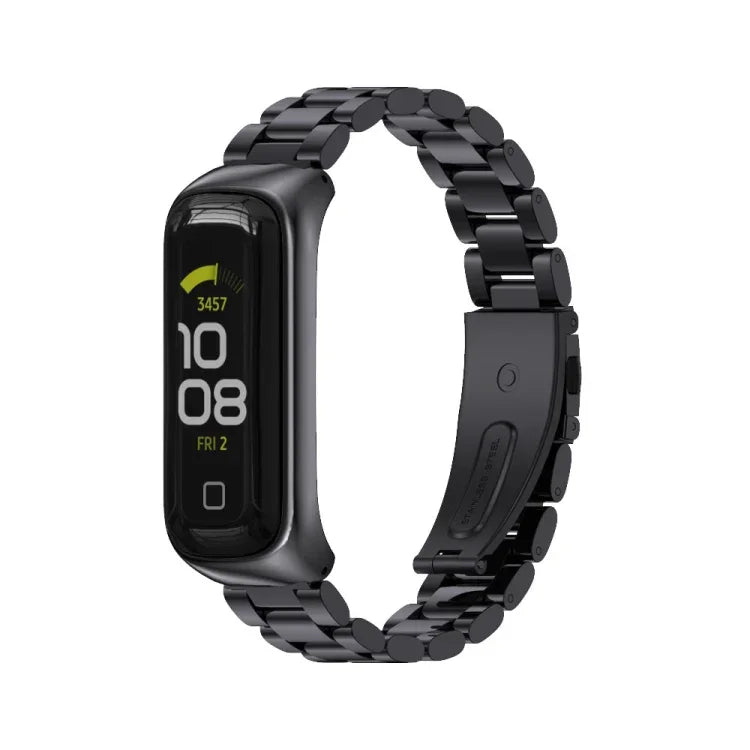 สายรัดนาฬิกาเหล็กสแตนเลส MIJOBS แบบสามเม็ด สำหรับ Samsung Galaxy Fit 2