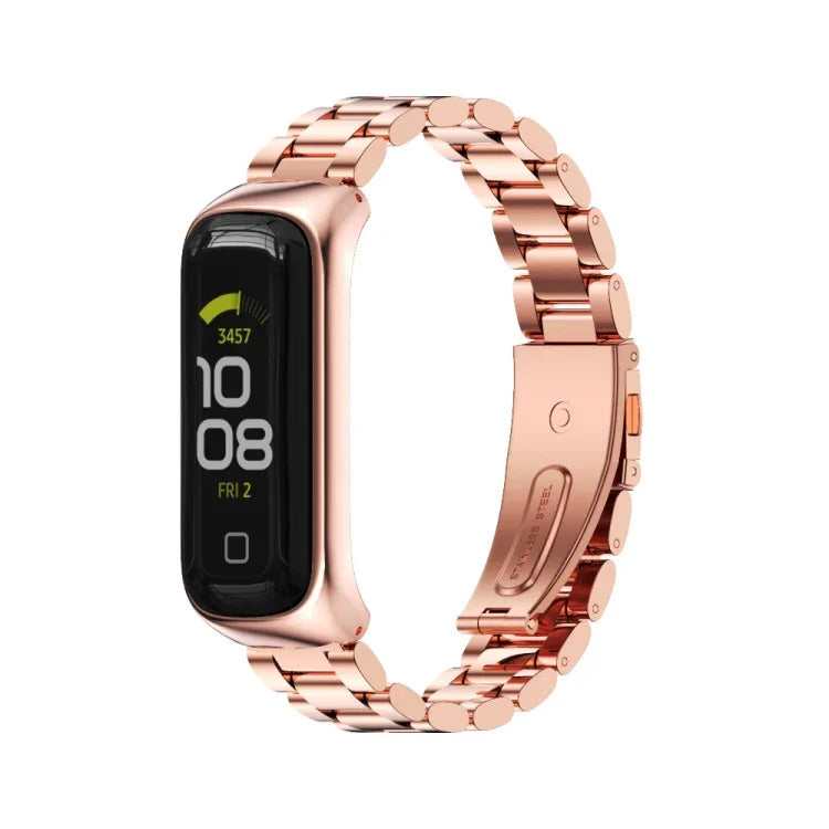 สายรัดนาฬิกาเหล็กสแตนเลส MIJOBS แบบสามเม็ด สำหรับ Samsung Galaxy Fit 2