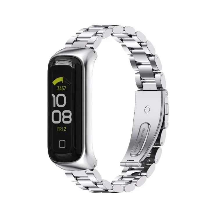 สายรัดนาฬิกาเหล็กสแตนเลส MIJOBS แบบสามเม็ด สำหรับ Samsung Galaxy Fit 2