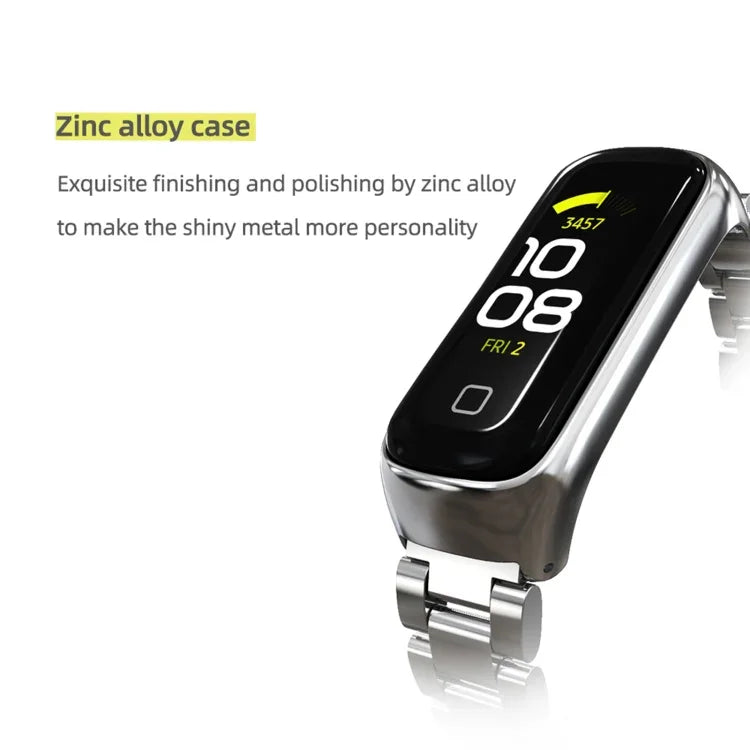 สายรัดนาฬิกาเหล็กสแตนเลส MIJOBS แบบสามเม็ด สำหรับ Samsung Galaxy Fit 2