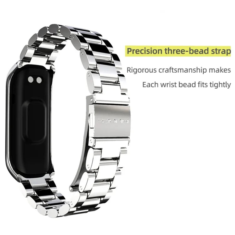 สายรัดนาฬิกาเหล็กสแตนเลส MIJOBS แบบสามเม็ด สำหรับ Samsung Galaxy Fit 2