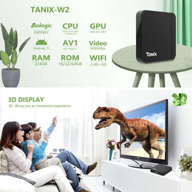 กล่องรับสัญญาณสมาร์ททีวี Tanix W2 Amlogic S905 Quad Core, 2G+16G, 2G+16G พร้อม Dual Wifi/BT, 4G+32G พร้อม Dual Wifi/BT, 4G+64G พร้อม Dual Wifi/BT
