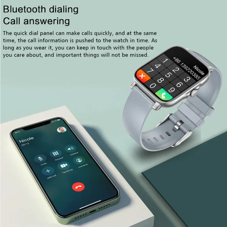 นาฬิกาอัจฉริยะหน้าจอ TFT ขนาด 1.69 นิ้ว รุ่น GT30 สาย TPU กันน้ำ IP67 รองรับการโทร Bluetooth / โหมดกีฬาหลายแบบ, สาย TPU