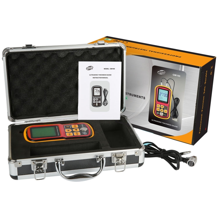 เครื่องวัดความหนาอัลตราโซนิก BENETECH GM-100, วัดความเร็ว 1.2~225 มม., รุ่นกล่องอลูมิเนียม GM-100