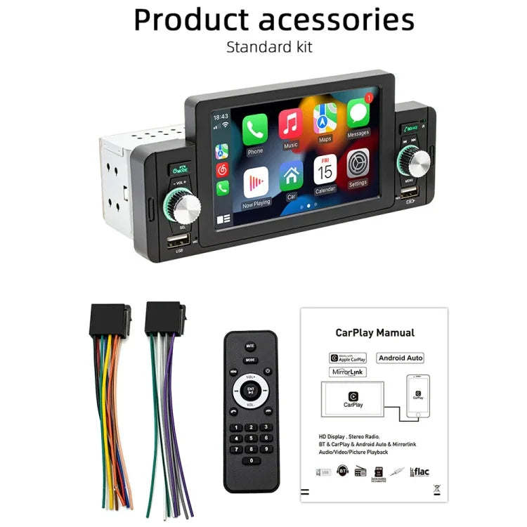 เครื่องเล่น MP5 บลูทูธ 5.1 ขนาด 5 นิ้ว สำหรับรถยนต์ รองรับการเชื่อมต่อโทรศัพท์แบบมิเรอร์ลิงค์ / ควบคุมพวงมาลัย, SWM-160C