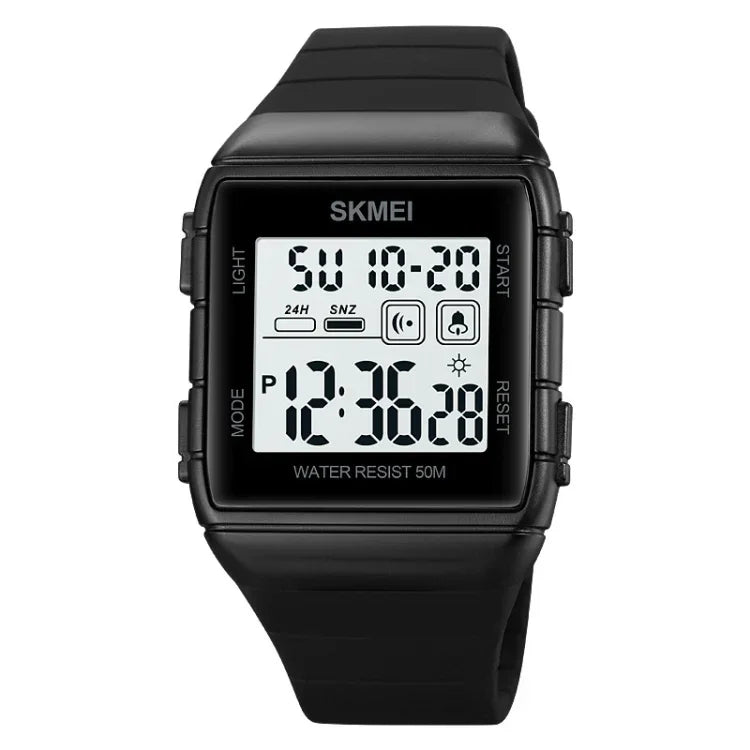 นาฬิกาอิเล็กทรอนิกส์กันน้ำ SKMEI 1960 สายซิลิโคนพร้อมหัวเข็มขัดสแตนเลส รุ่น 1960 สีดำทอง, 1960 เครื่องสีดำและขาว, 1960 เครื่องสีดำและดำ, 1960 สีน้ำเงิน