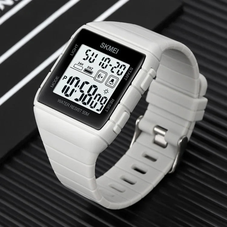 นาฬิกาอิเล็กทรอนิกส์กันน้ำ SKMEI 1960 สายซิลิโคนพร้อมหัวเข็มขัดสแตนเลส รุ่น 1960 สีดำทอง, 1960 เครื่องสีดำและขาว, 1960 เครื่องสีดำและดำ, 1960 สีน้ำเงิน