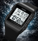 นาฬิกาอิเล็กทรอนิกส์กันน้ำ SKMEI 1960 สายซิลิโคนพร้อมหัวเข็มขัดสแตนเลส รุ่น 1960 สีดำทอง, 1960 เครื่องสีดำและขาว, 1960 เครื่องสีดำและดำ, 1960 สีน้ำเงิน