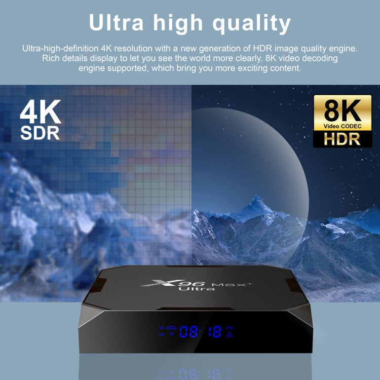 กล่องสมาร์ททีวี H96 Max+ Ultra 4GB+32GB Amlogic S905X4 8K Android 11.0 พร้อมปลั๊ก UK, US, EU, AU