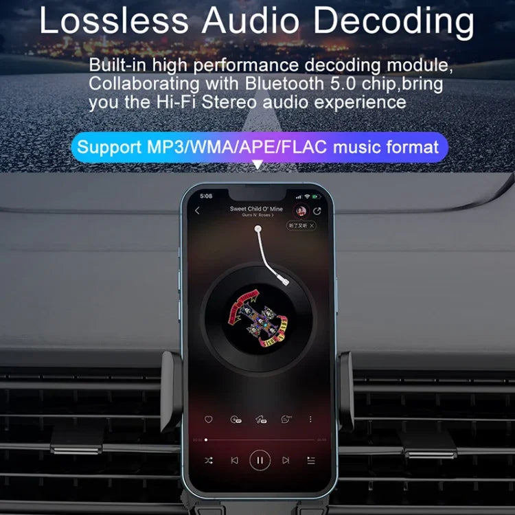 เครื่องเล่น MP3 บลูทูธ 5.0 C1 พร้อมเครื่องส่ง FM และที่วางโทรศัพท์ช่องแอร์, C1
