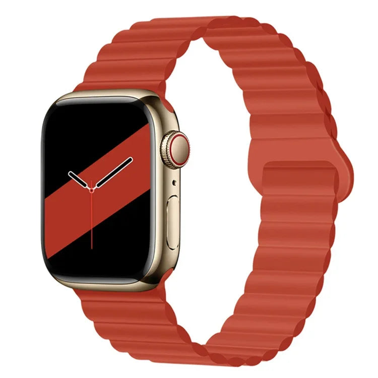 สายรัดนาฬิกาซิลิโคนแม่เหล็กหัวเข็มขัดกลับด้านสำหรับ Apple Watch Series, 7 45มม. / 6&SE&5&4 44มม. / 3&2&1 42มม., 7 41มม. / 6&SE&5&4 40มม. / 3&2&1 38มม.