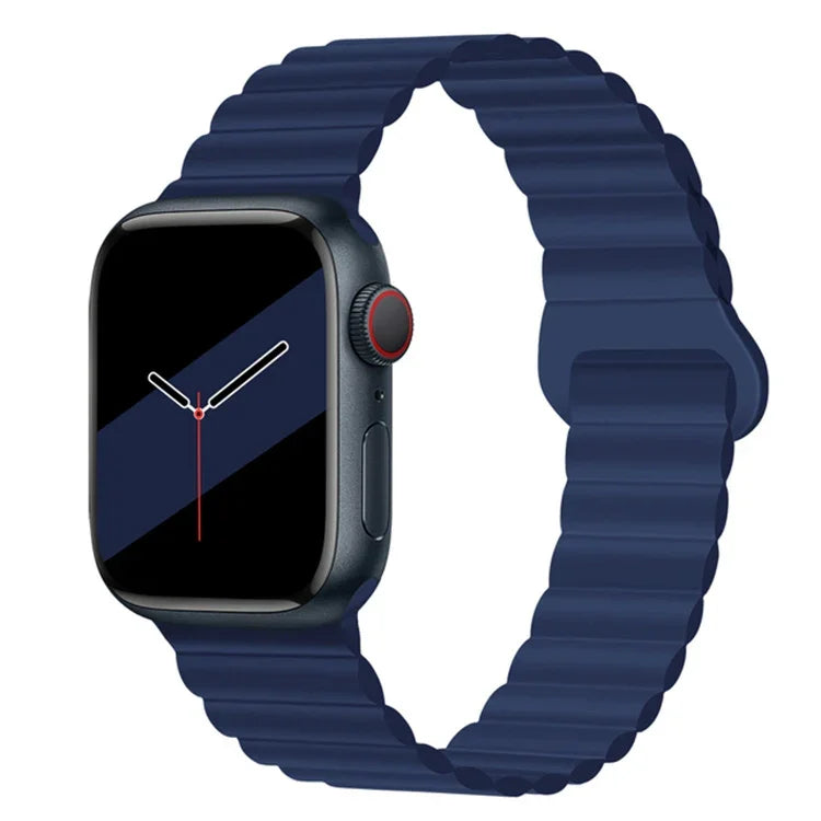 สายรัดนาฬิกาซิลิโคนแม่เหล็กหัวเข็มขัดกลับด้านสำหรับ Apple Watch Series, 7 45มม. / 6&SE&5&4 44มม. / 3&2&1 42มม., 7 41มม. / 6&SE&5&4 40มม. / 3&2&1 38มม.