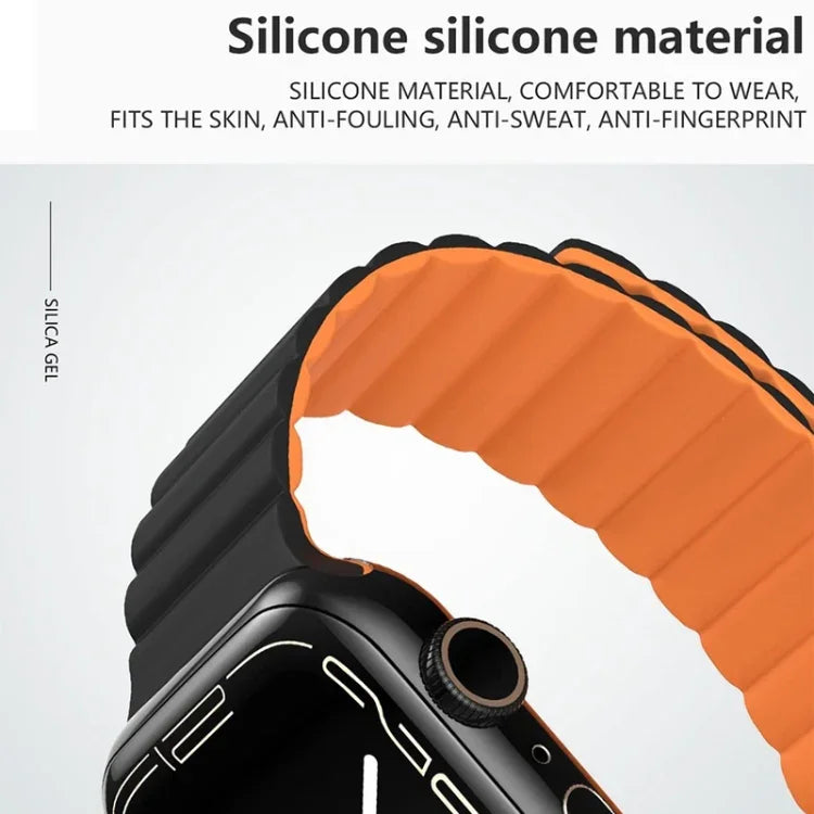 สายรัดนาฬิกาซิลิโคนแม่เหล็กหัวเข็มขัดกลับด้านสำหรับ Apple Watch Series, 7 45มม. / 6&SE&5&4 44มม. / 3&2&1 42มม., 7 41มม. / 6&SE&5&4 40มม. / 3&2&1 38มม.