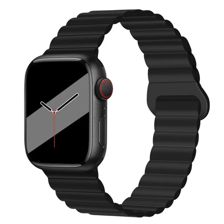 สายรัดนาฬิกาซิลิโคนแม่เหล็กหัวเข็มขัดกลับด้านสำหรับ Apple Watch Series, 7 45มม. / 6&SE&5&4 44มม. / 3&2&1 42มม., 7 41มม. / 6&SE&5&4 40มม. / 3&2&1 38มม.