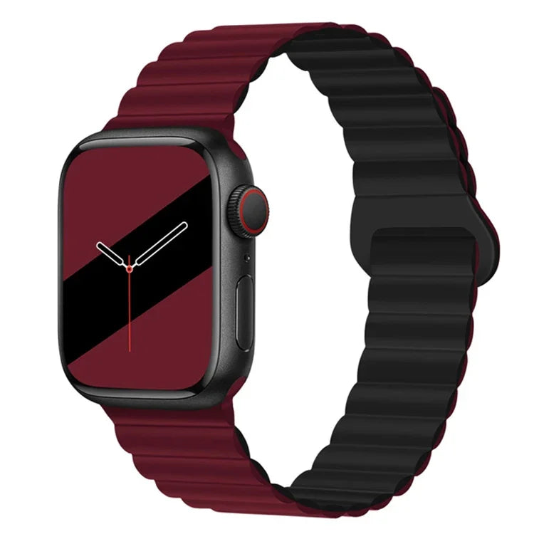 สายรัดนาฬิกาซิลิโคนแม่เหล็กหัวเข็มขัดกลับด้านสำหรับ Apple Watch Series, 7 45มม. / 6&SE&5&4 44มม. / 3&2&1 42มม., 7 41มม. / 6&SE&5&4 40มม. / 3&2&1 38มม.
