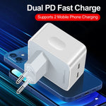 ที่ชาร์จพอร์ตคู่ USB-C / Type-C 50W PD, ปลั๊ก EU 50W PD, ปลั๊ก US 50W PD