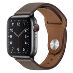 สายรัดนาฬิกาหนัง PU พร้อมหัวเข็มขัดสีดำสำหรับ Apple Watch Series, 7 45มม. / 6&SE&5&4 44มม. / 3&2&1 42มม., 7 41มม. / 6&SE&5&4 40มม. / 3&2&1 38มม.