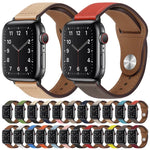 สายรัดนาฬิกาหนัง PU พร้อมหัวเข็มขัดสีดำสำหรับ Apple Watch Series, 7 45มม. / 6&SE&5&4 44มม. / 3&2&1 42มม., 7 41มม. / 6&SE&5&4 40มม. / 3&2&1 38มม.
