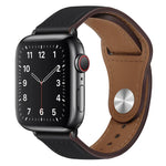 สายรัดนาฬิกาหนัง PU พร้อมหัวเข็มขัดสีดำสำหรับ Apple Watch Series, 7 45มม. / 6&SE&5&4 44มม. / 3&2&1 42มม., 7 41มม. / 6&SE&5&4 40มม. / 3&2&1 38มม.