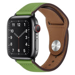สายรัดนาฬิกาหนัง PU พร้อมหัวเข็มขัดสีดำสำหรับ Apple Watch Series, 7 45มม. / 6&SE&5&4 44มม. / 3&2&1 42มม., 7 41มม. / 6&SE&5&4 40มม. / 3&2&1 38มม.